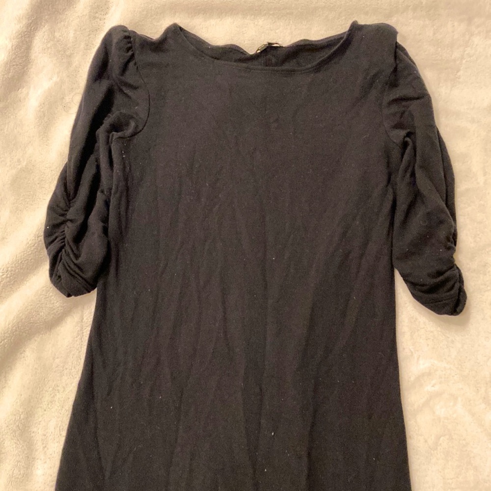 Theory black puff sleeve ruched sleeve 3/4 sleeve little dress P/TP xs